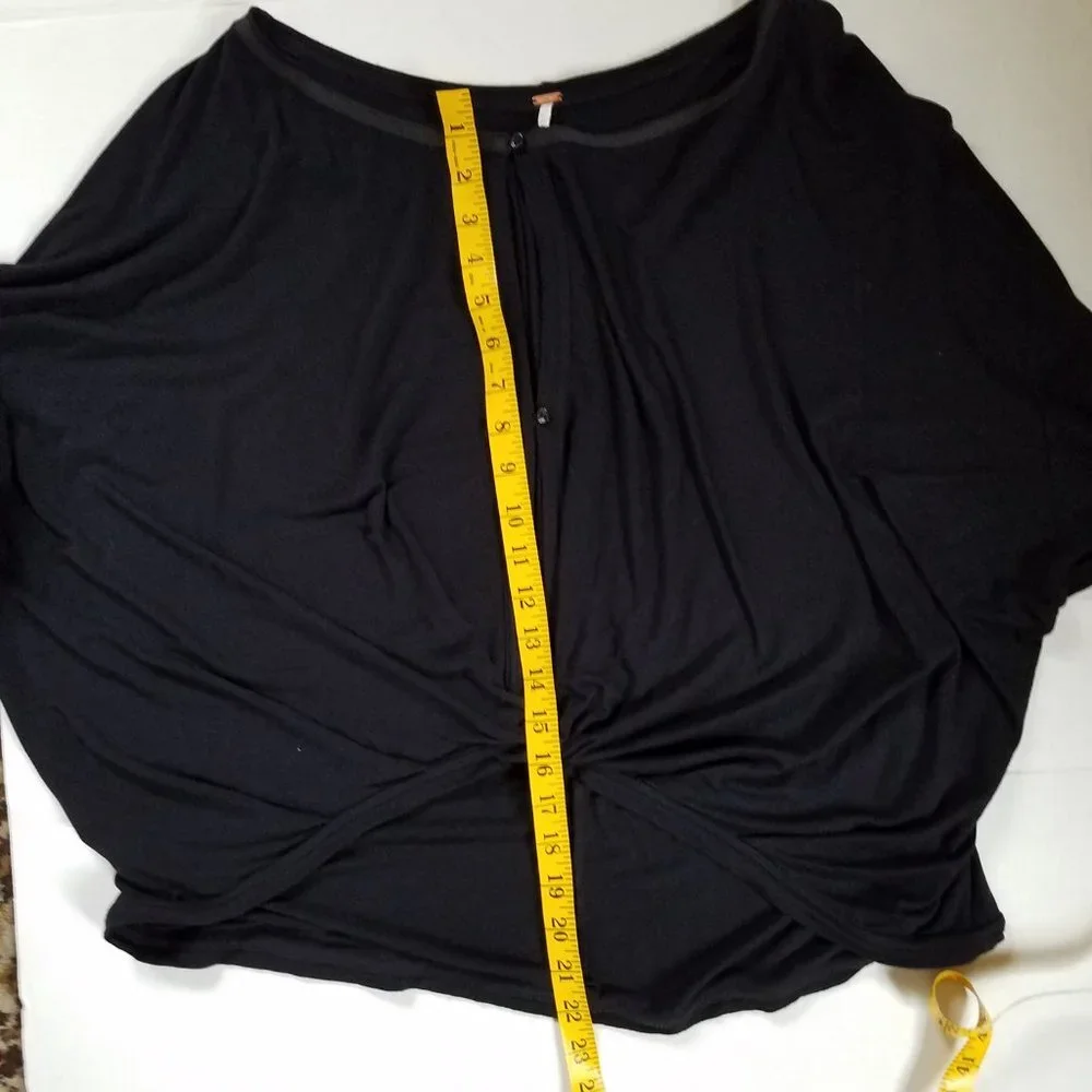 Free People Keepin On Black Twist Front Top Size M Tie Sleeves Peek‎ A Boo